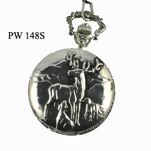 PW-148S Deer with Mountains - Silver